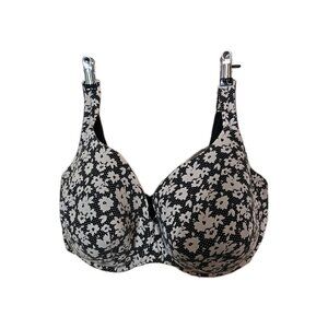 Cacique Bra Womens 42H Black With White Flowers Lined Underwire Full Floral